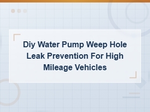 Diy Water Pump Weep Hole Leak Prevention for High Mileage Vehicles