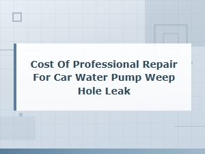 Cost to Professionally Repair a Car Water Pump Weep Hole Leak