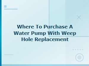 Water Pump Weep Hole Replacement Purchase Guide and Repair Tips
